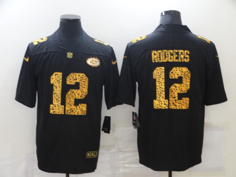 Men's Green Bay Packers #12 Aaron Rodgers Black Jersey